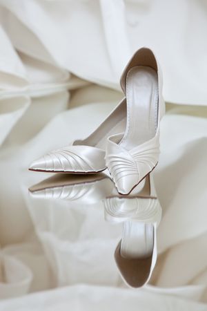 Wedding Shoes on a Mirrorの写真素材