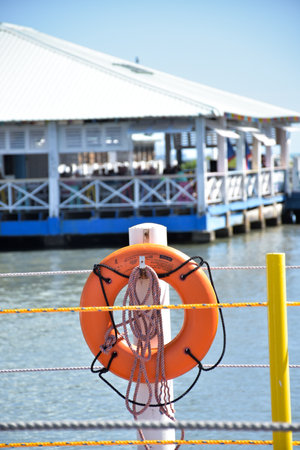 Orange lifebuoy on the deck of a ferry boat, Belize
Country in Central Americaの写真素材