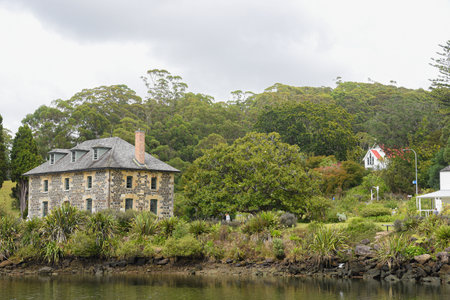 View of the house on the Bay of Islands in New Zealandの写真素材