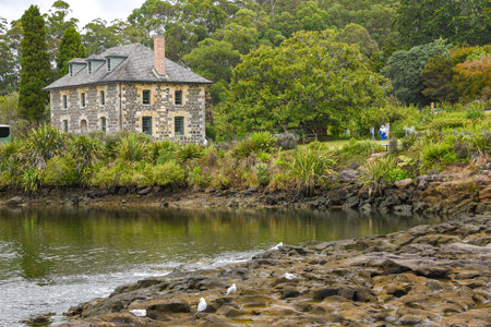 View of the village and river. Waitangi , New Zealandの写真素材