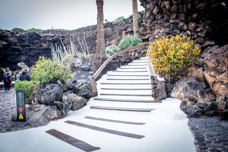 Staircase in the Garden of the Canary Islands, Lanzarote, Spainの写真素材