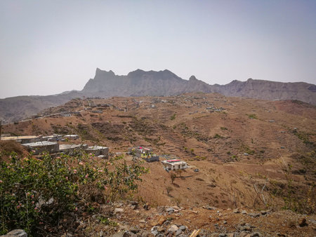 Village in the mountains of Ethiopia. Africa, Ethiopia, Africaの写真素材