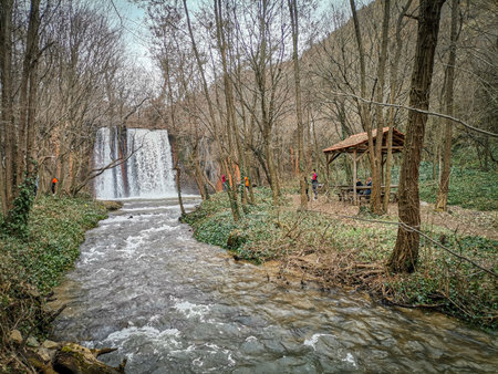 Waterfall in the forest, near Kocani, Macedoniaの写真素材