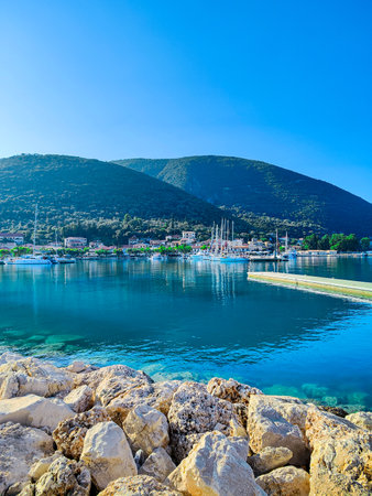 Bay of Kotor in a beautiful summer day,  Kefalonia Greece.の写真素材