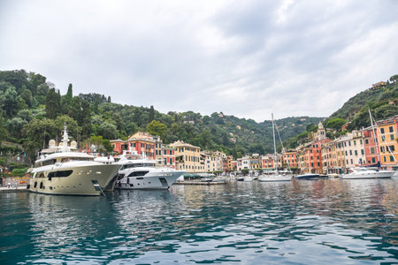 Yachts and boats in Portofino, Liguria, Italyのeditorial素材