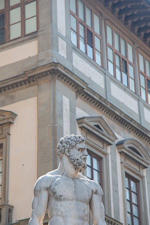 Statue of Neptune in Piazza Navona, Rome, Italyのeditorial素材