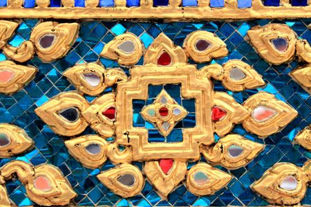 Thai Ancient Art work Culture, at The Emerald Buddha Temple, Thailandの写真素材