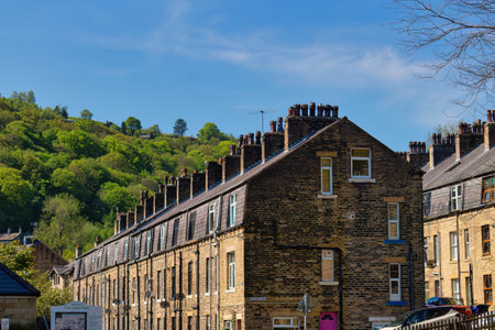 View of the buildings in the old town of Hebden Bridge
