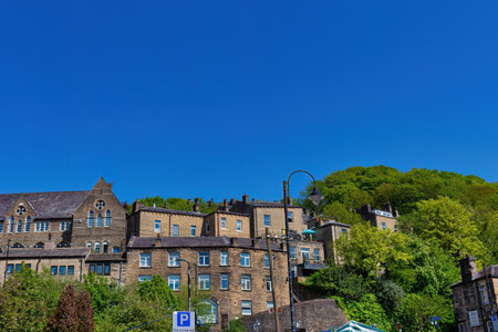 View of Hebden Bridge, Lancashire, Englandの写真素材