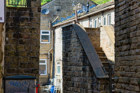 Stairs in the old town of Hebden Bridge, UK