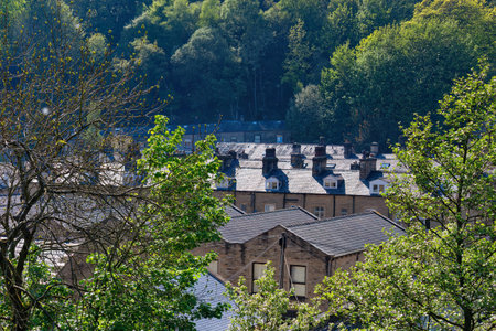 A view of the city from the top of a hill in the UK.の写真素材