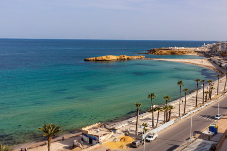 View of the coastline of the city of Monastir ,Tunisiaの写真素材