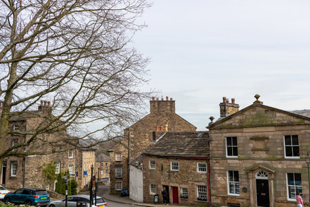 View of the town of Lancaster, Lancashire, United Kingdomの写真素材