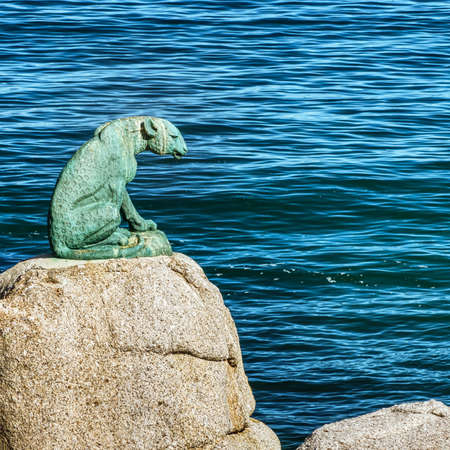 The bronze leopard of Hout Bay was sculptured by Ivan Mitford-Barberton, who, after creating it, donated it to the Hout Bay community. Completed in 1963, weighing in at 295 kgs, the statue was placed on its rocky pedestal on the 14th of March 1963 by the Divisional Council.の写真素材