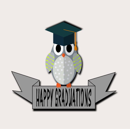 Owl Graduations Flat Designのイラスト素材
