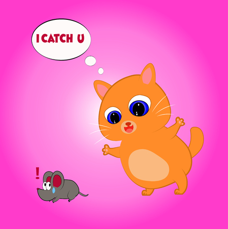 Cat Catch Mouse Cartoon Designのイラスト素材