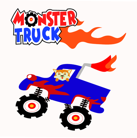 Dog driving Monster Truck Designのイラスト素材