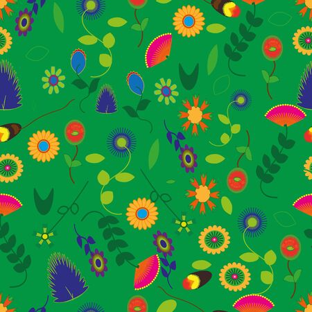 Vector colorful flowers seamless pattern backgroundのイラスト素材