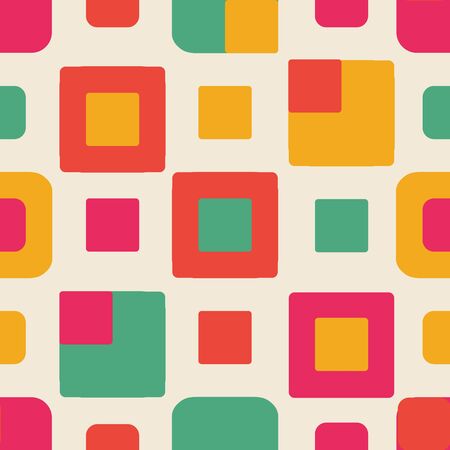 retro colorful squares seamless pattern printのイラスト素材