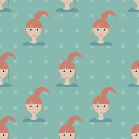 Vector repeat colorful girl pattern print background. Surface pattern design. Perfect for childres stuff.のイラスト素材