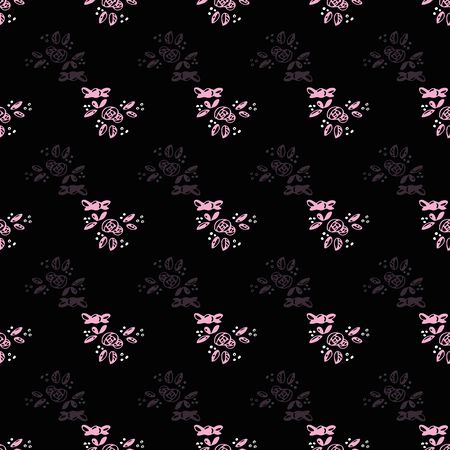 Pink flowers seamless repeat pattern printのイラスト素材