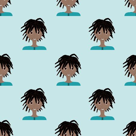 Boys with dreads repeat pattern print backgroundの写真素材