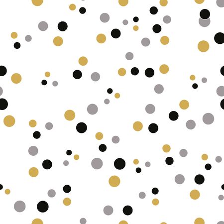 Gold, black and white polkadots repeat patternのイラスト素材