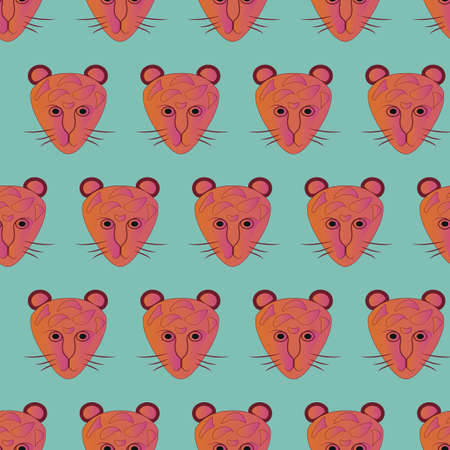 Colorful animal repeat pattern print on blueのイラスト素材