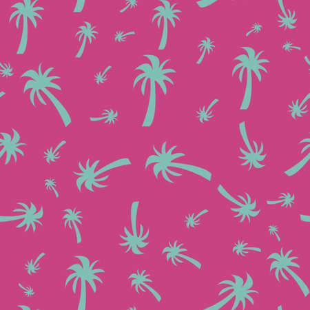 Colorful palm tree repeat pattern print on pink