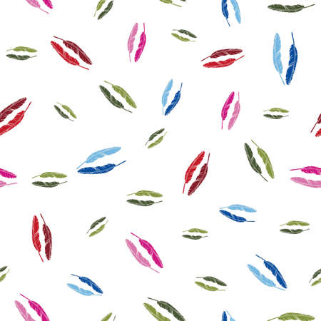 Colorful feathers repeat pattern print backgroundのイラスト素材