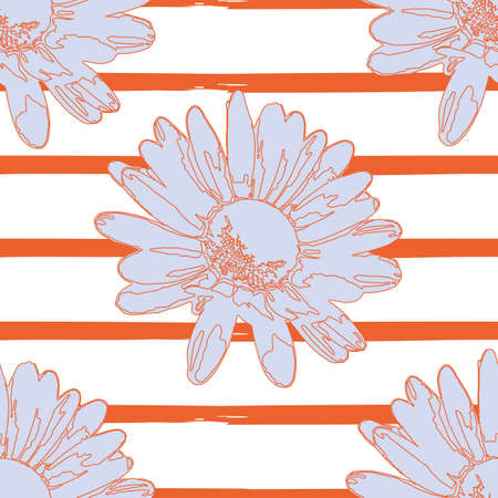 Daisy with stripes repeat pattern print backgroundのイラスト素材