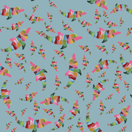 Underwater colorful dolphin repeat pattern print
