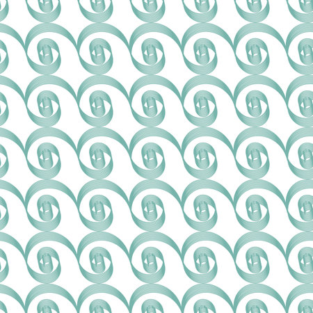 blue green and white curls vector seamless repeatのイラスト素材