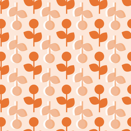 Orange vintage flower seamless repeat patternのイラスト素材