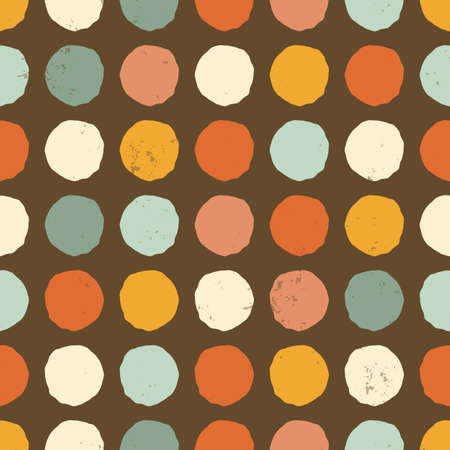 Retro colored dots with texture seamless repeatのイラスト素材