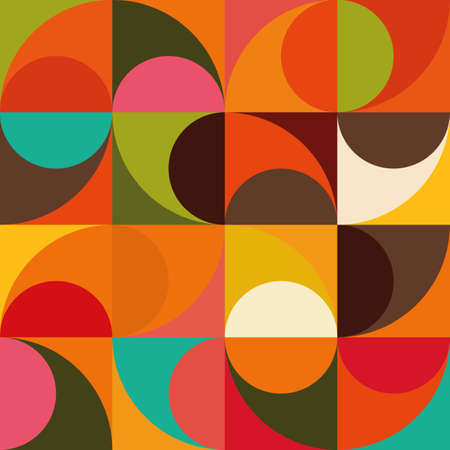 Warm retro colors seamless vector repeat patternのイラスト素材