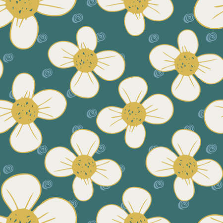Hand drawn big flowers vector seamless repeatのイラスト素材