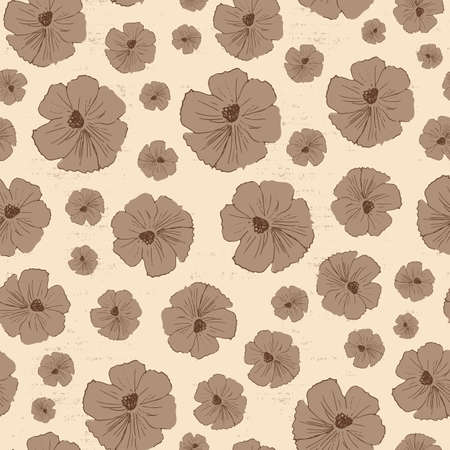 Hand drawn field flower in off white and beigeのイラスト素材