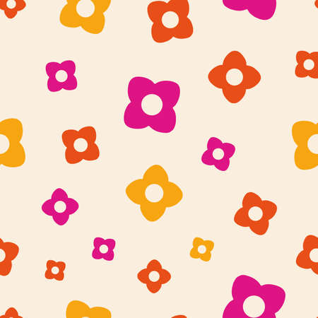 RETRO trendy seamless pattern with fuchsia orangeのイラスト素材