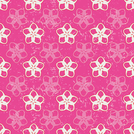 White flowers on pink background vector seamlessのイラスト素材