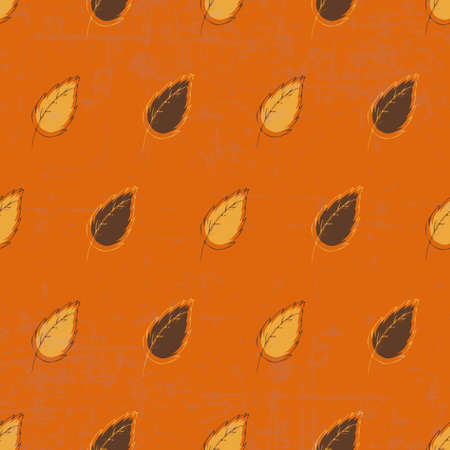 Retro colors orange, brown and yellow leafs withのイラスト素材