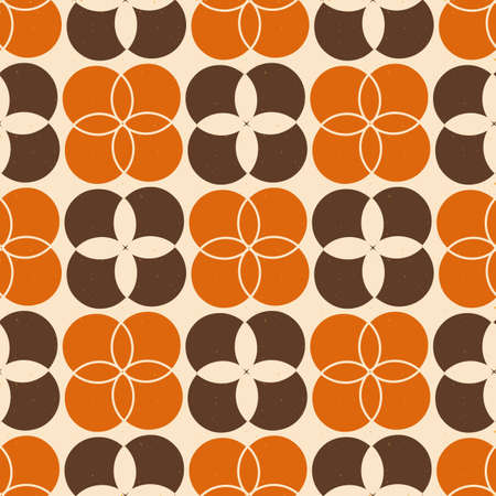 Brown, off white and orange simple retro cloverのイラスト素材