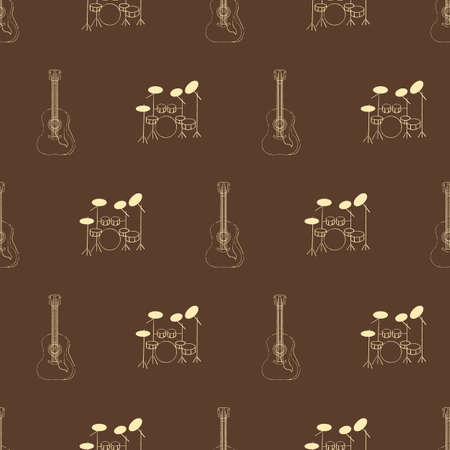 Drum and guitar vector seamless repeat patternの写真素材