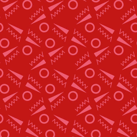 Red, pink ornament with dots and triangles vectorのイラスト素材