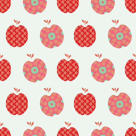 Colored apples filled with colorful ornamentsのイラスト素材