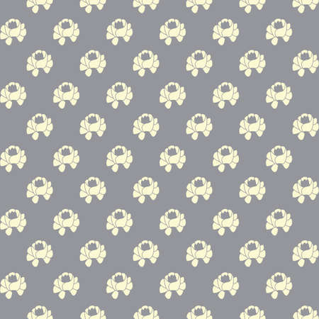 Gray white peony vector seamless repeat patternのイラスト素材