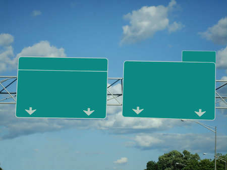 Blank highway exit signs                               