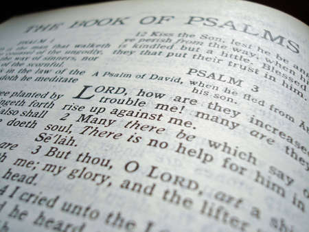 Close up of the title page of the Book of Psalms in the King James Version Bible.                               の写真素材