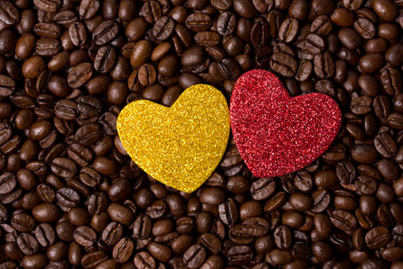 Yellow and red heartの写真素材