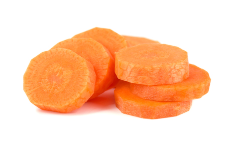 Fresh raw carrot isolated on a white background. Fresh vegetables. Sliced carrot isolated.の写真素材